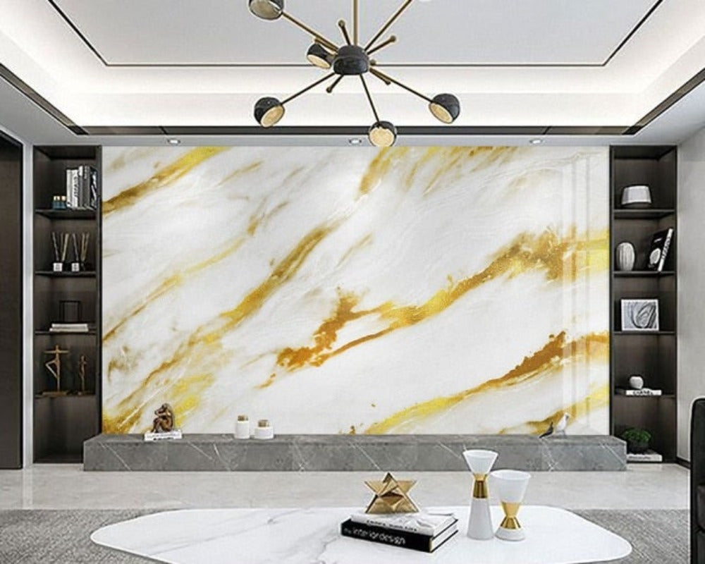 3D Wallpaper Golden Marble